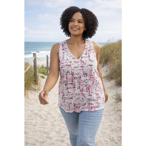 Lole Organic Cotton Activewear Tank Top Abstract Print Sleeveless Medium